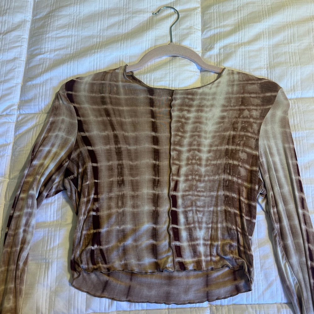 SHEIN Brown Tie-Dye Long Sleeve Top Size Medium – Y2K Style